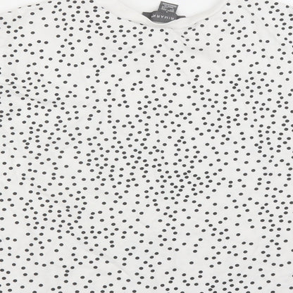Primark Womens White Polka Dot  Basic T-Shirt Size 10  - cropped