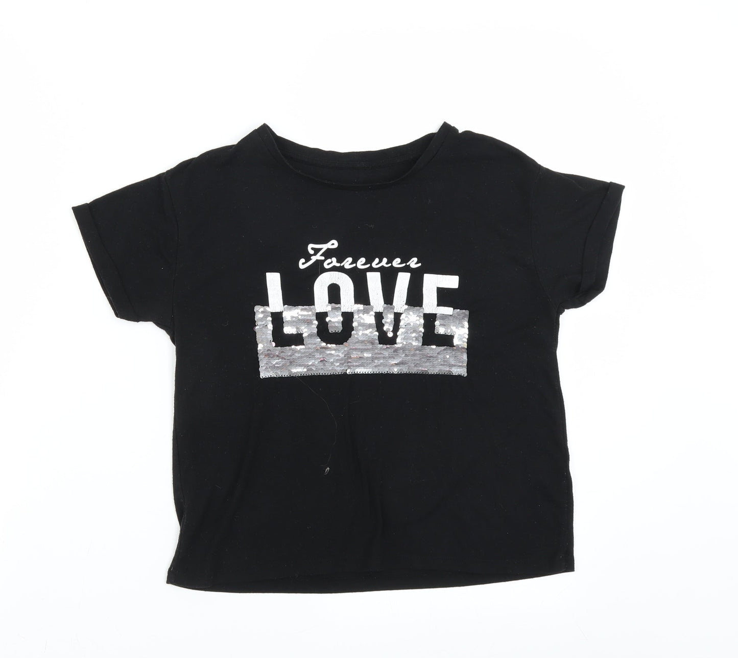 Dunnes Stores Girls Black   Basic T-Shirt Size 10-11 Years  - forever love