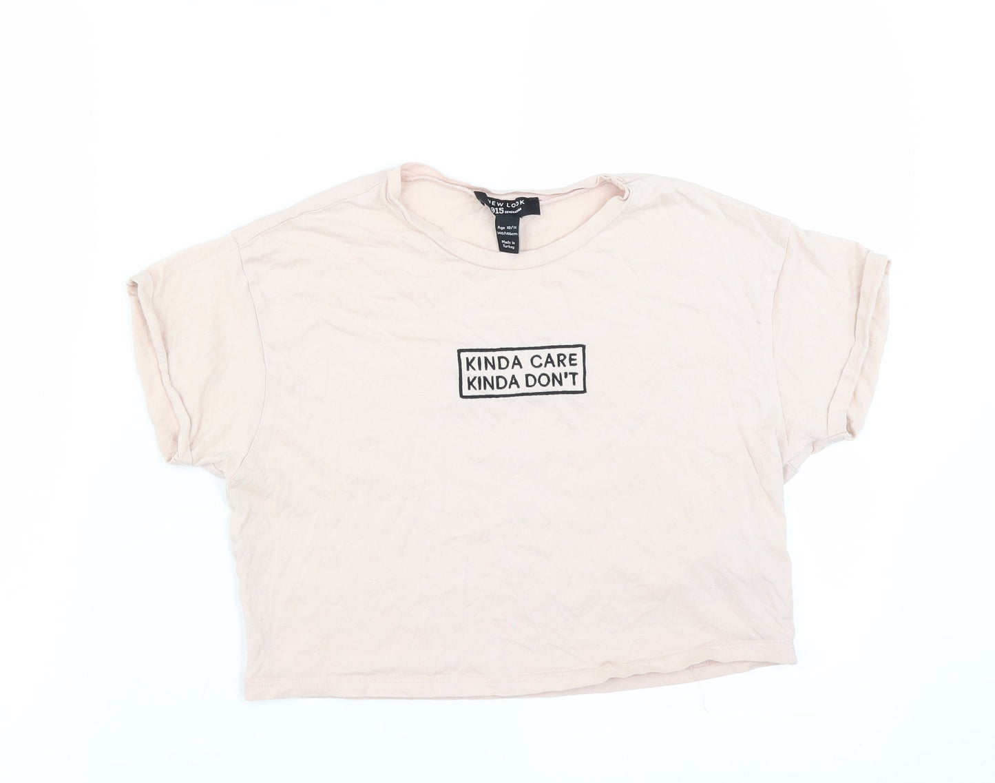New Look Girls Pink   Cropped T-Shirt Size 10-11 Years  - kinda care kinda dont