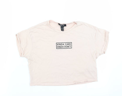 New Look Girls Pink   Cropped T-Shirt Size 10-11 Years  - kinda care kinda dont