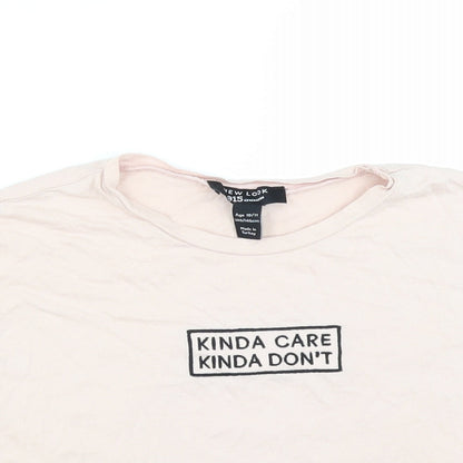 New Look Girls Pink   Cropped T-Shirt Size 10-11 Years  - kinda care kinda dont