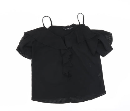F&F Womens Black   Basic Blouse Size 8  - Ruffle Detail