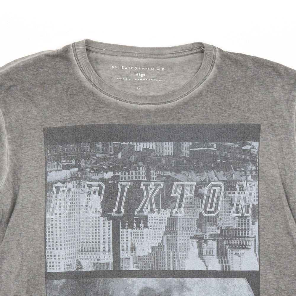 Indigo Mens Grey    T-Shirt Size S  - brixton
