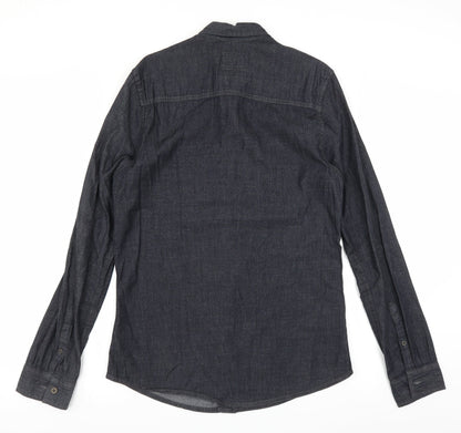 The Manor Mens Blue  Denim  Button-Up Size S