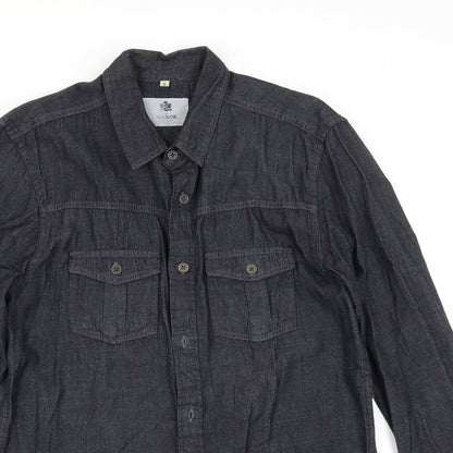 The Manor Mens Blue  Denim  Button-Up Size S