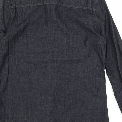 The Manor Mens Blue  Denim  Button-Up Size S