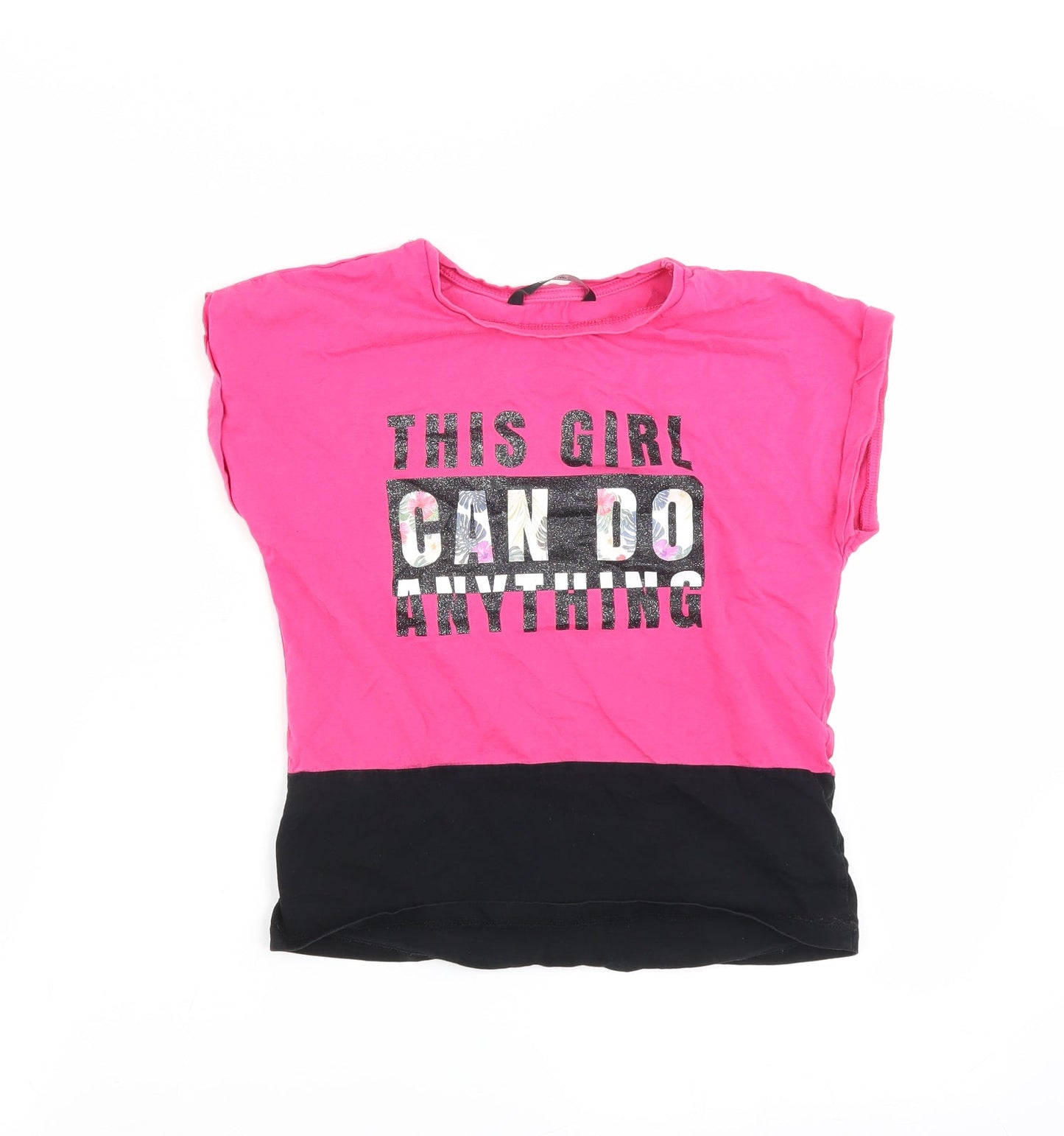 George Girls Pink   Basic T-Shirt Size 7-8 Years  - this girl can do anything
