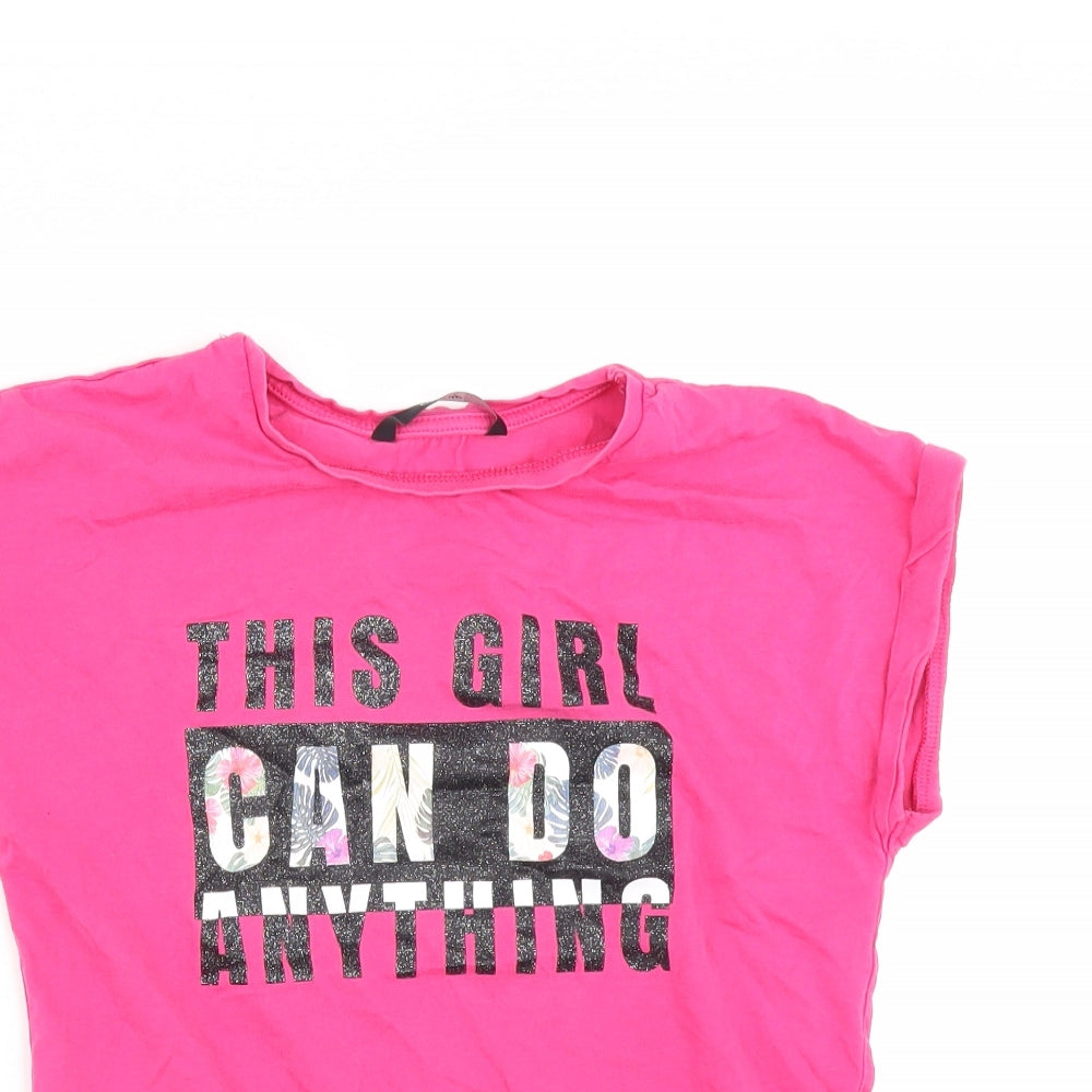 George Girls Pink   Basic T-Shirt Size 7-8 Years  - this girl can do anything