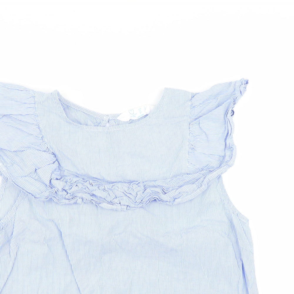 Primark Womens Blue Striped  Basic Blouse Size 12  - Ruffle Detail