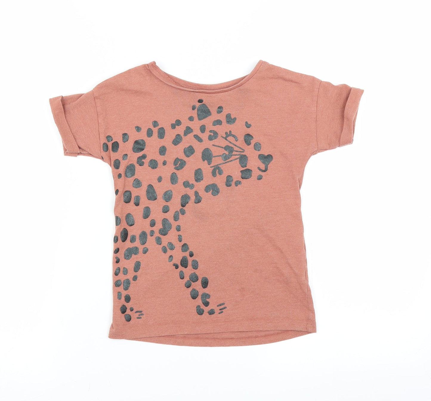 Sainsburys Girls Brown   Basic T-Shirt Size 6 Years  - animal