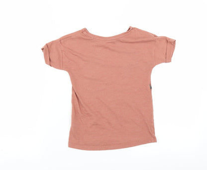 Sainsburys Girls Brown   Basic T-Shirt Size 6 Years  - animal