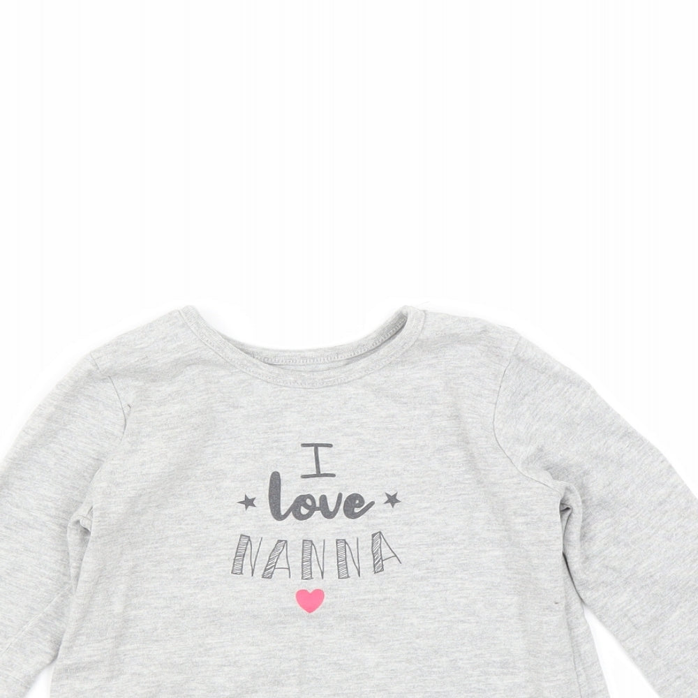 George Girls Grey   Basic T-Shirt Size 18-24 Months  - i love nanna