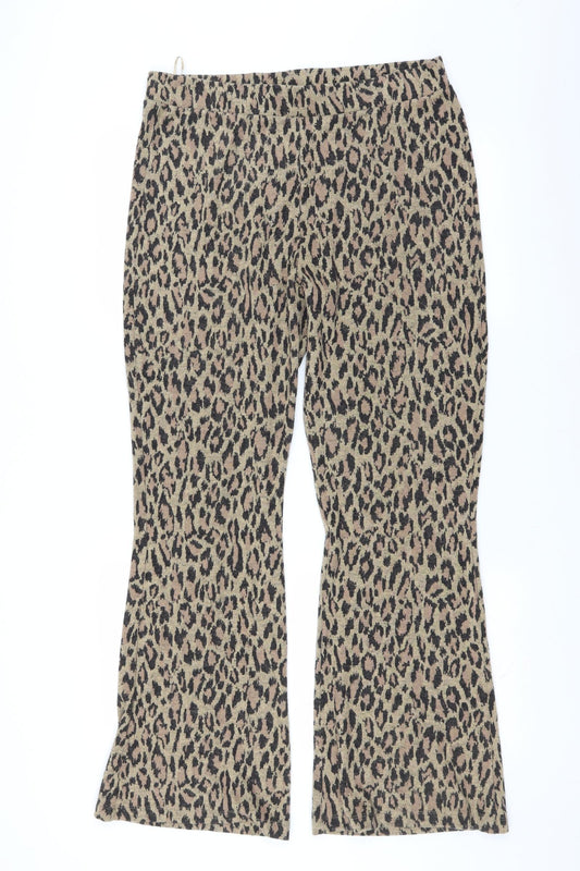 F&F Womens Brown Animal Print  Trousers  Size 14 L32 in - bootcut