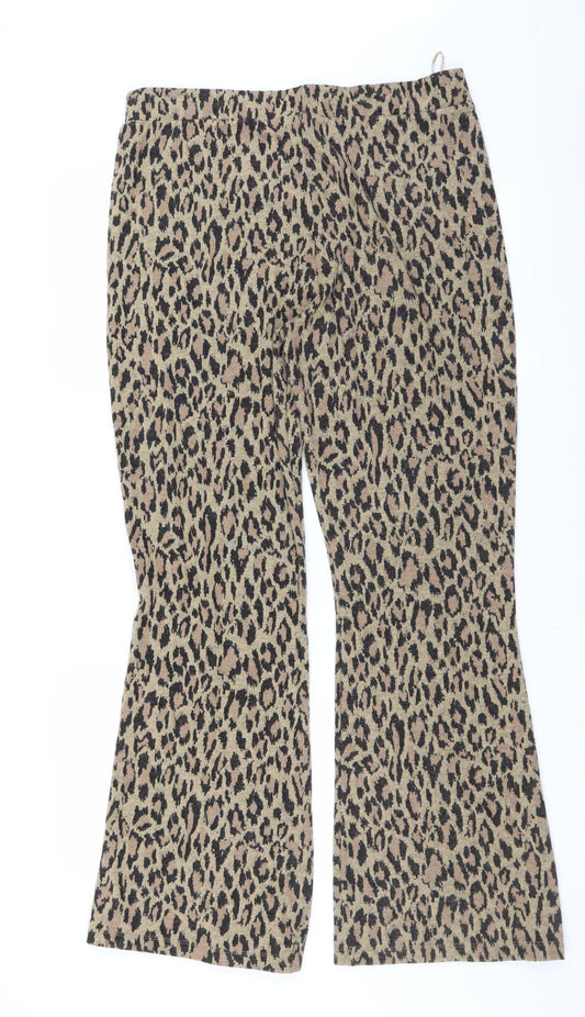 F&F Womens Brown Animal Print  Trousers  Size 14 L32 in - bootcut