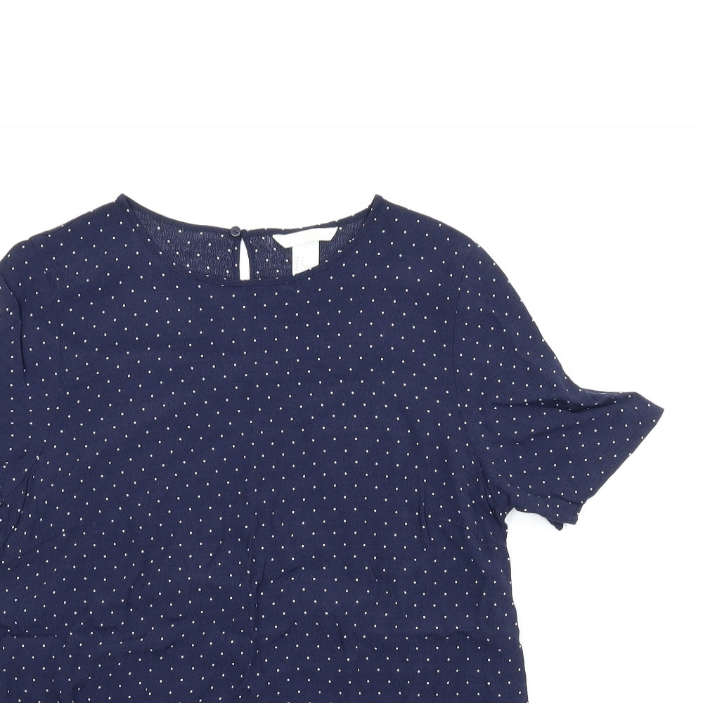 Womens UK Size 8 H&M Blue Basic Blouse