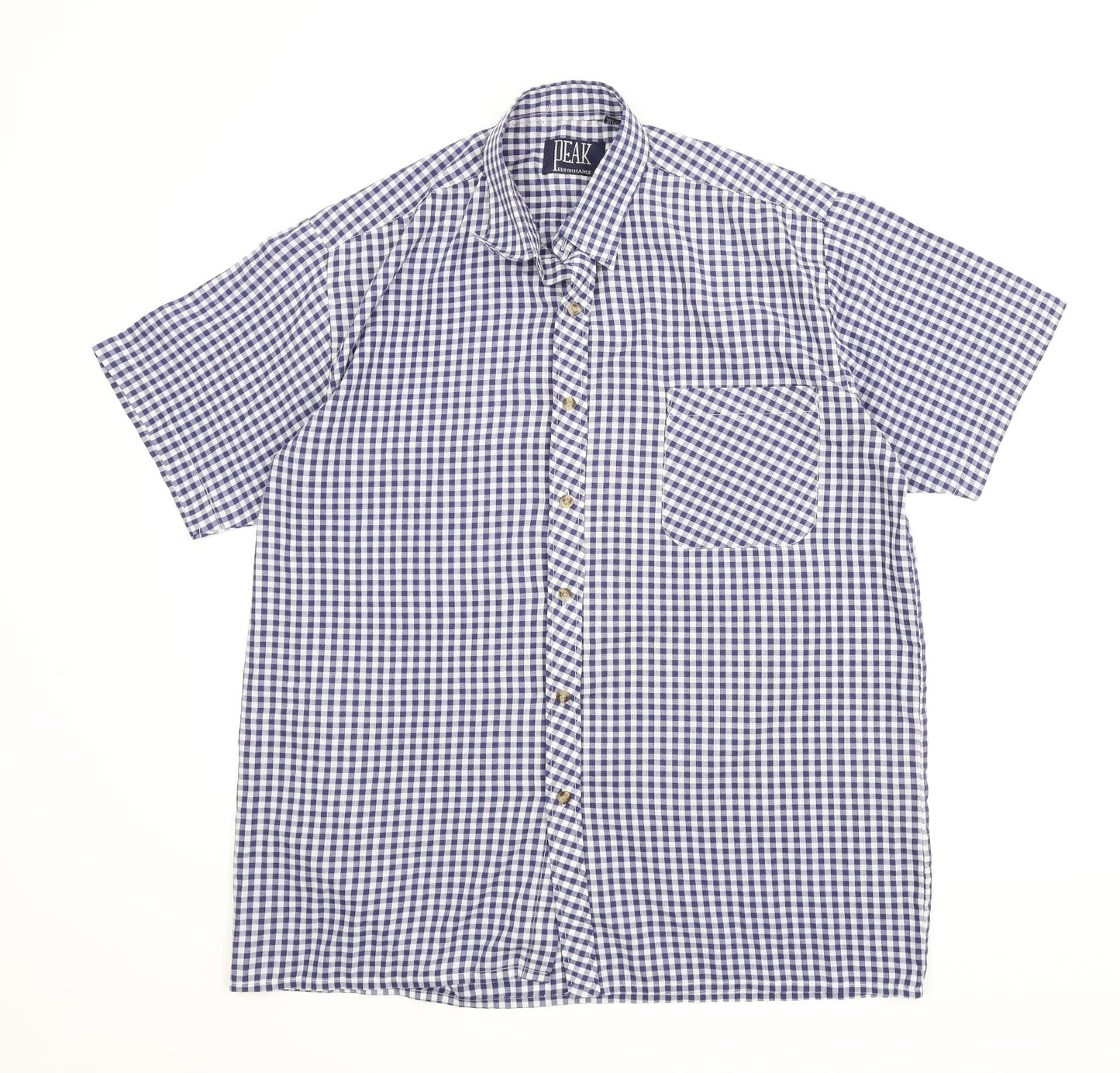 Mens UK Size L Peak Performance Blue  Button-Up Short Sleeve Casual Shirt