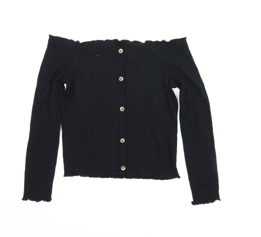 Primark Womens Black   Cropped Blouse Size 6