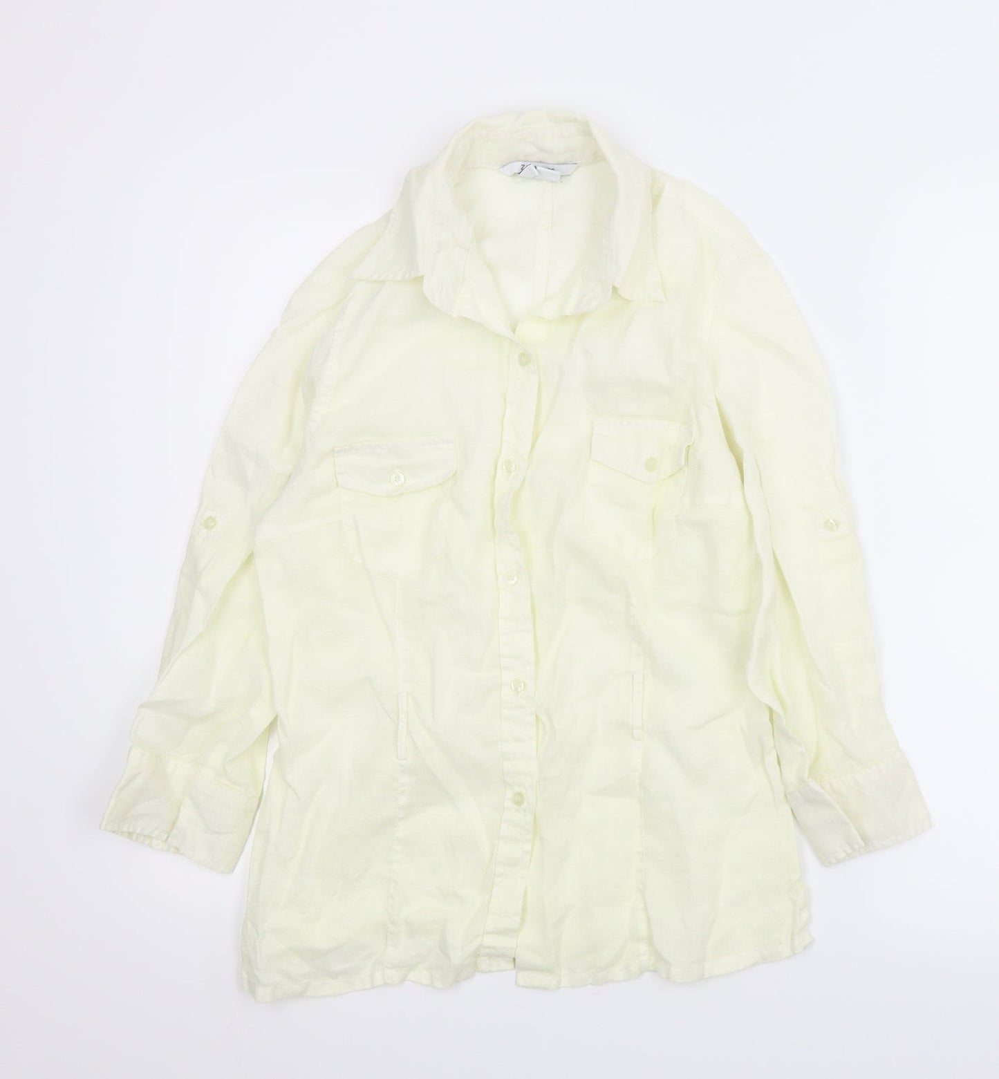 Womens UK Size M Zara Ivory Basic Button-Up