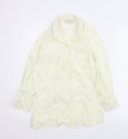 Womens UK Size M Zara Ivory Basic Button-Up