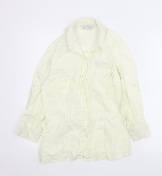 Womens UK Size M Zara Ivory Basic Button-Up