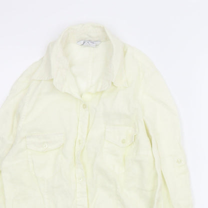 Womens UK Size M Zara Ivory Basic Button-Up