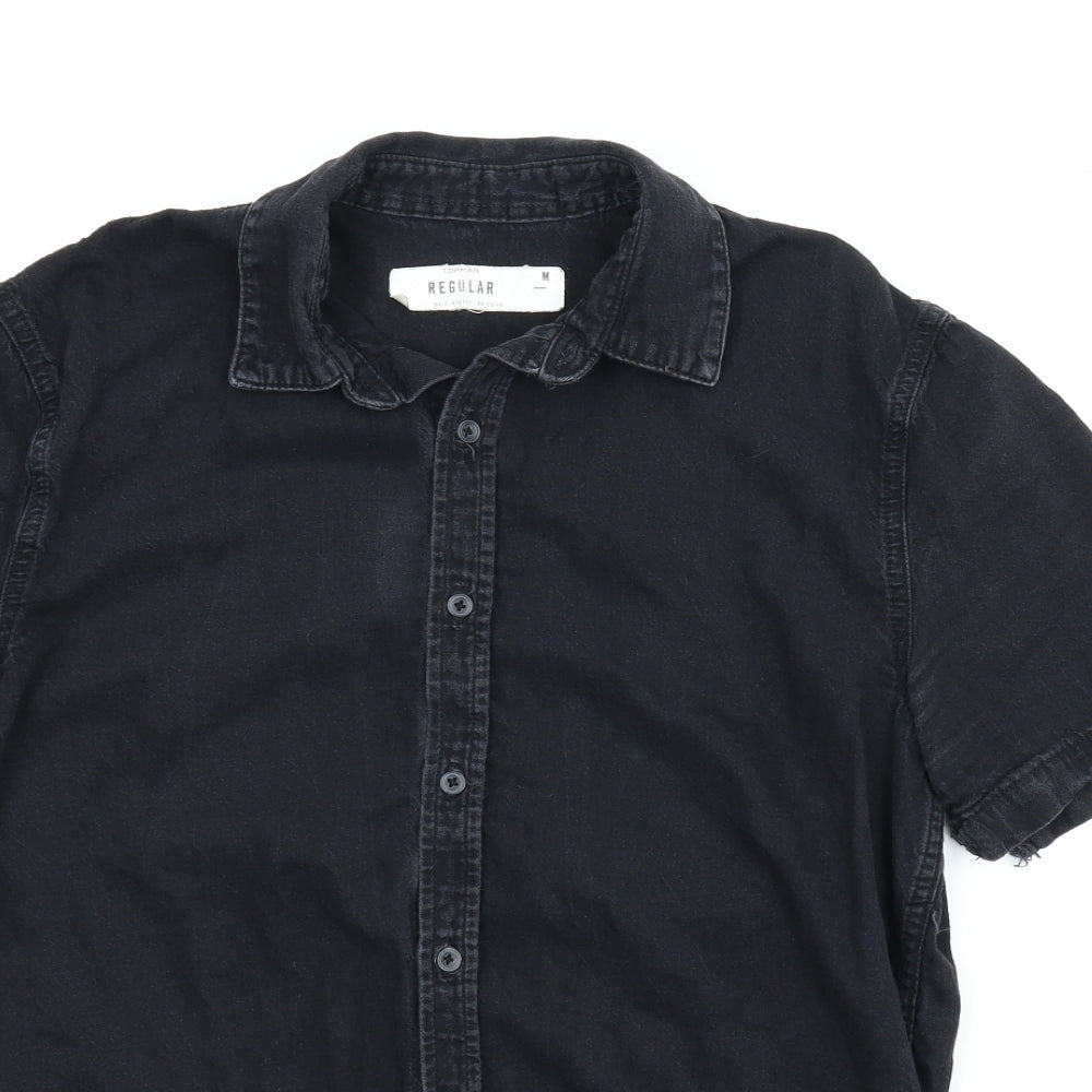 Topman Mens Black    Button-Up Size M