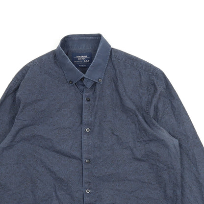 F&F Mens Blue Paisley   Button-Up Size 15.5