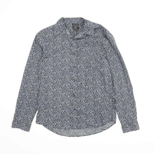 F&F Mens Blue Floral   Button-Up Size M