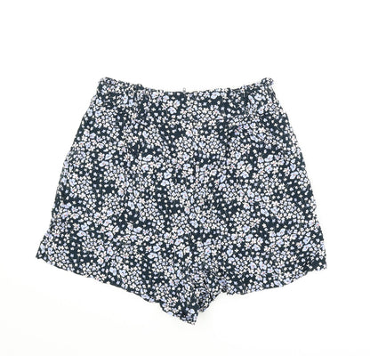 H&M Womens Blue Floral  Paperbag Shorts Size 12