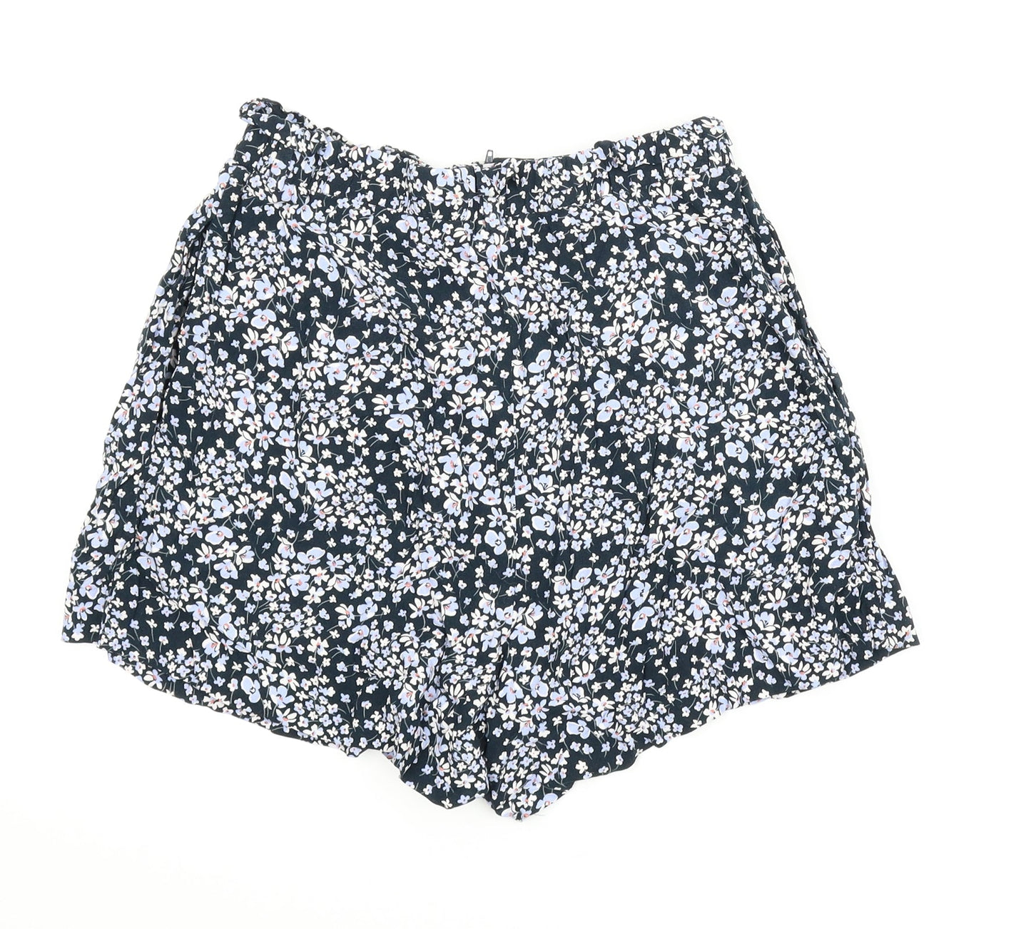 H&M Womens Blue Floral  Paperbag Shorts Size 12
