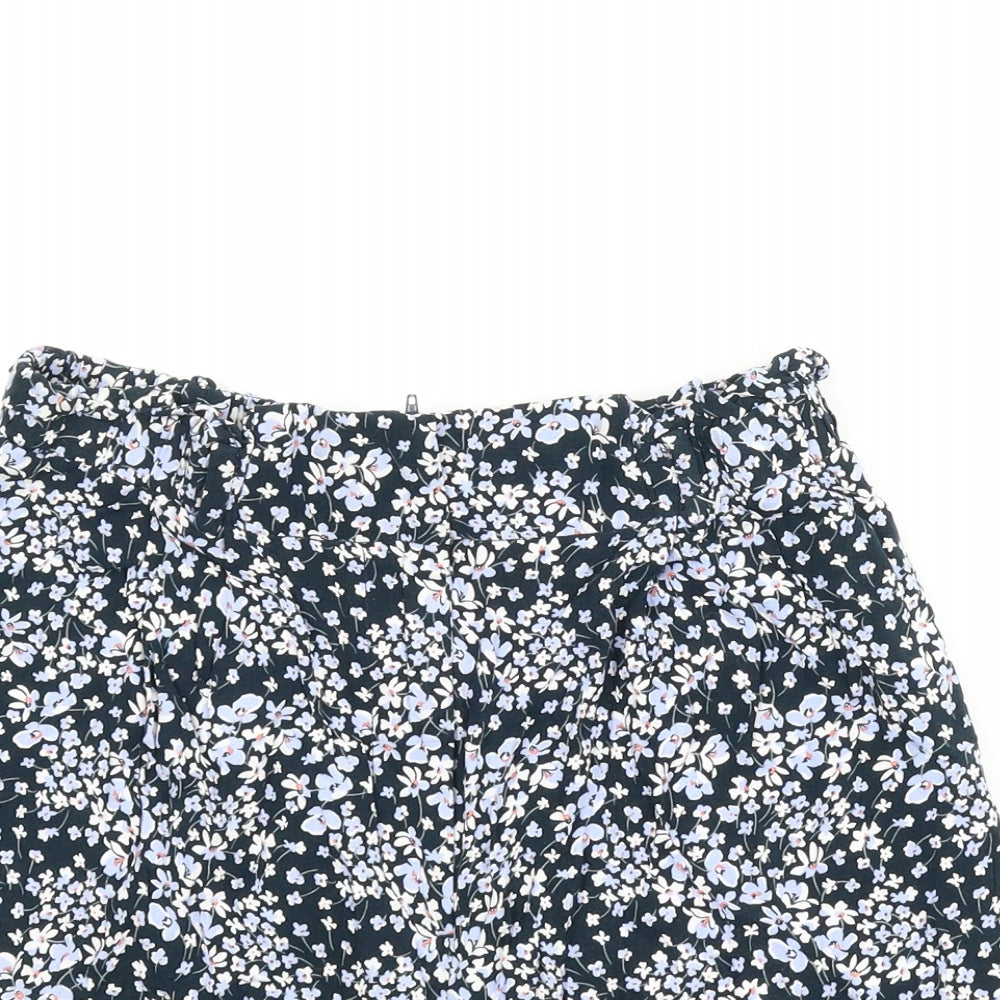 H&M Womens Blue Floral  Paperbag Shorts Size 12
