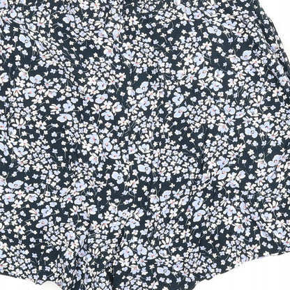 H&M Womens Blue Floral  Paperbag Shorts Size 12