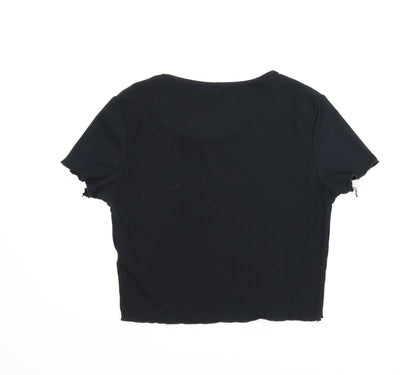 Womens UK Size 12 Missguided Black Basic Blouse