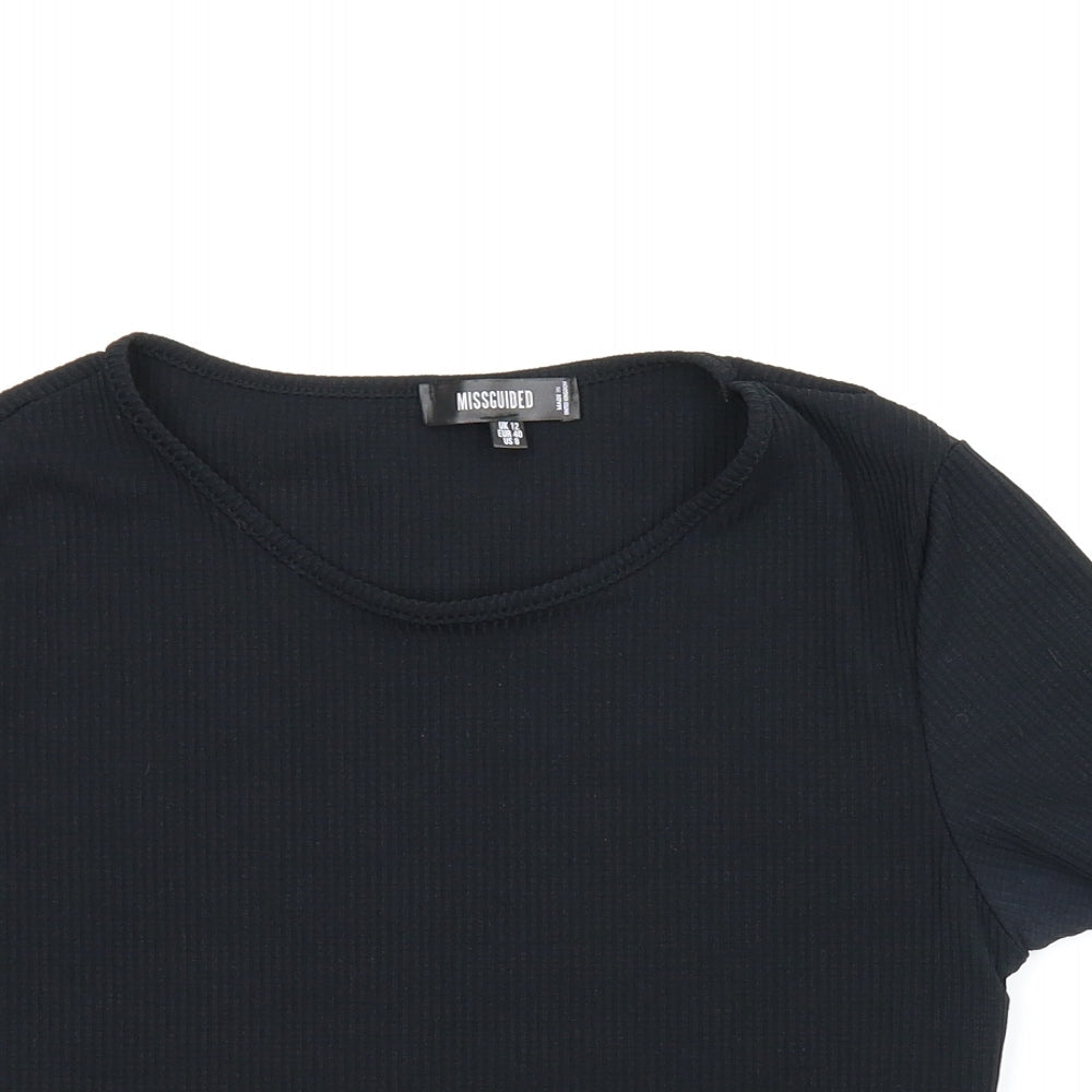 Womens UK Size 12 Missguided Black Basic Blouse