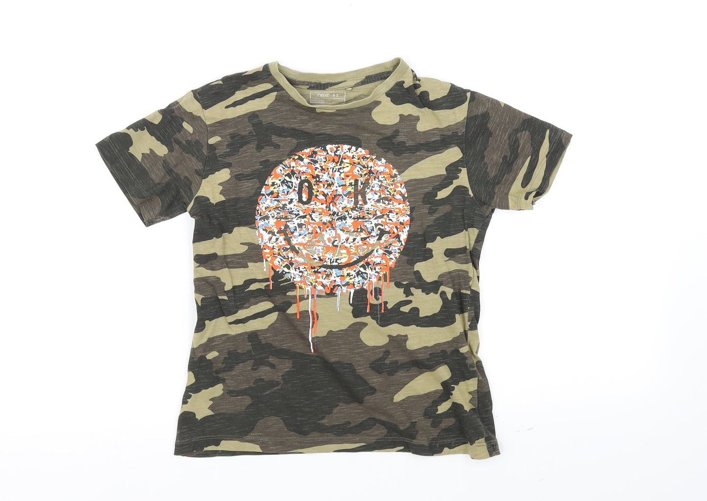 NEXT Boys Green Geometric  Basic T-Shirt Size 7 Years