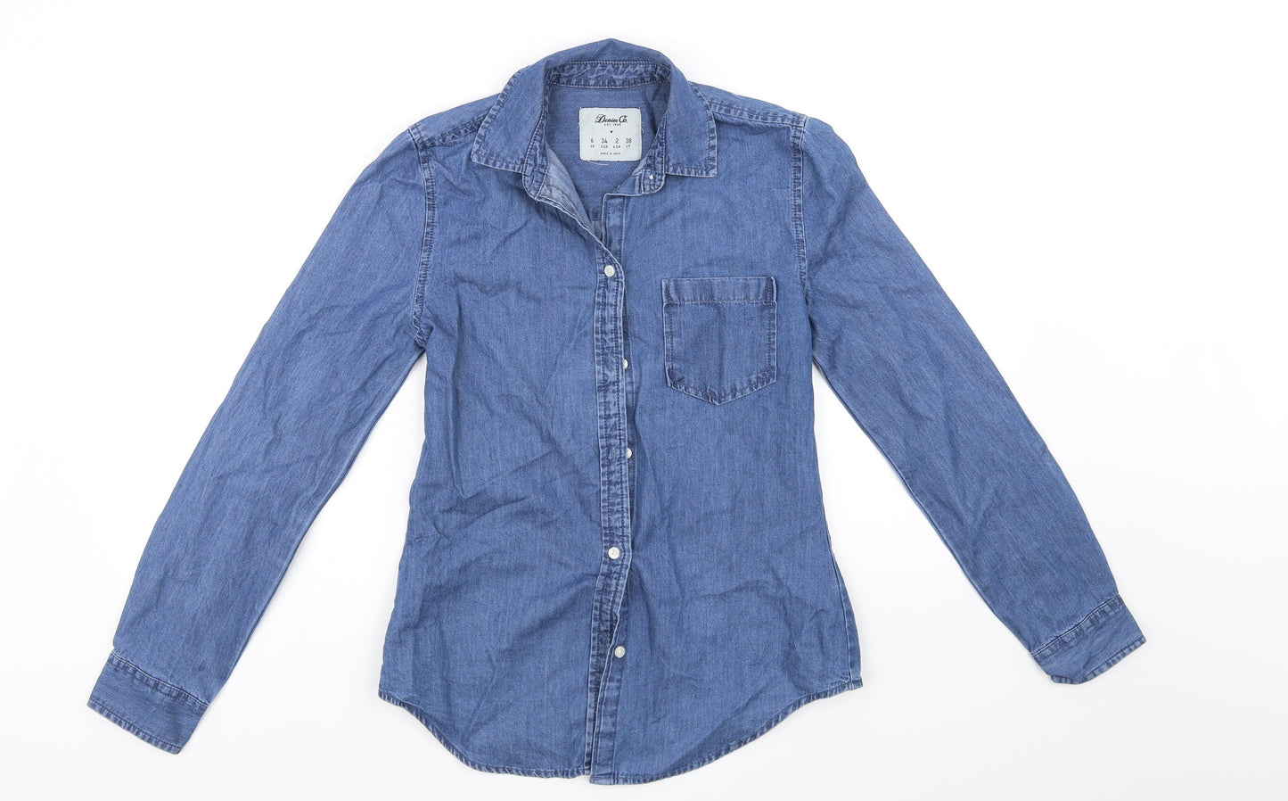 deniem & co Womens Blue   Basic Button-Up Size 6