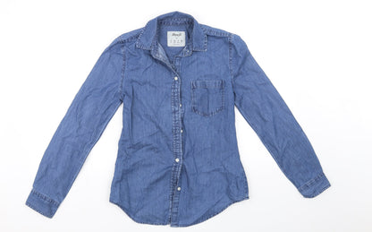 deniem & co Womens Blue   Basic Button-Up Size 6