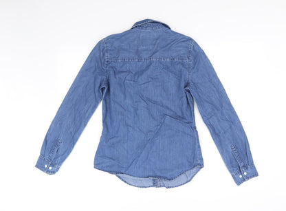 deniem & co Womens Blue   Basic Button-Up Size 6