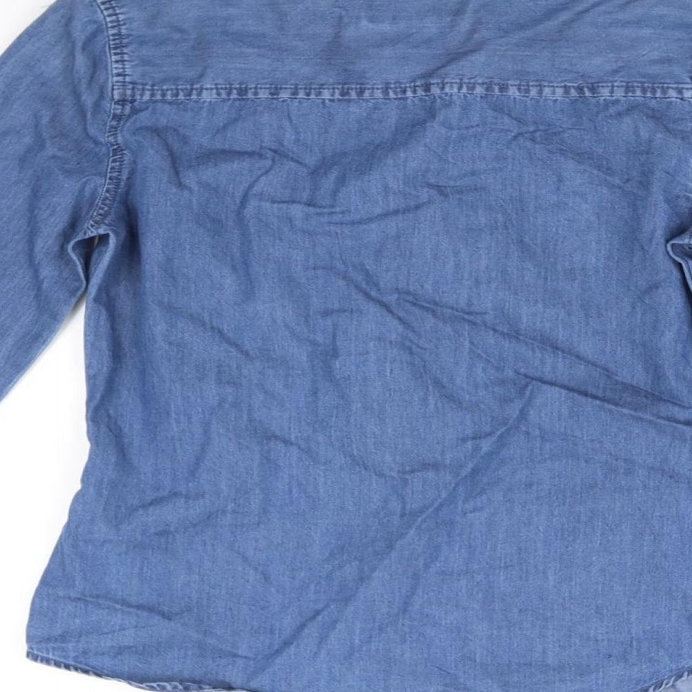 deniem & co Womens Blue   Basic Button-Up Size 6