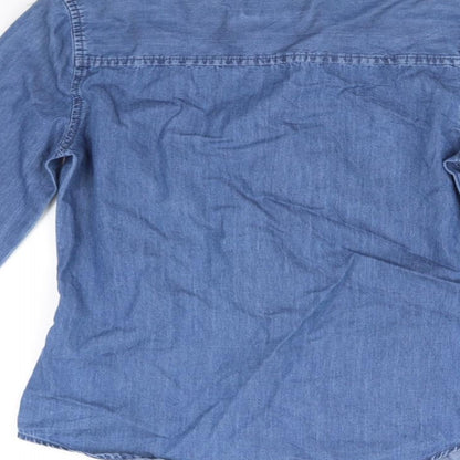 deniem & co Womens Blue   Basic Button-Up Size 6