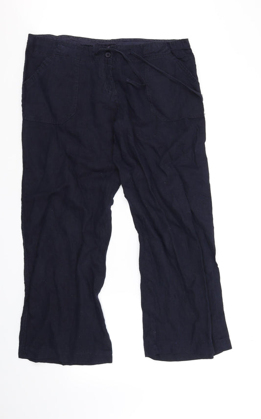 Womens UK Size 14 Marks and Spencer Regular Fit  Blue Trousers
