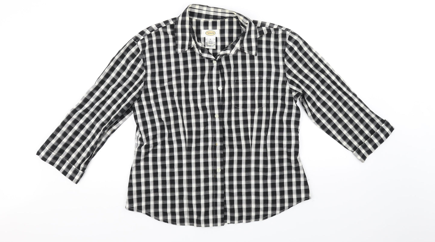 Talbots Mens Black Check   Button-Up Size M