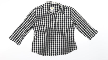 Talbots Mens Black Check   Button-Up Size M