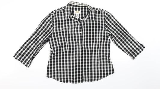 Talbots Mens Black Check   Button-Up Size M