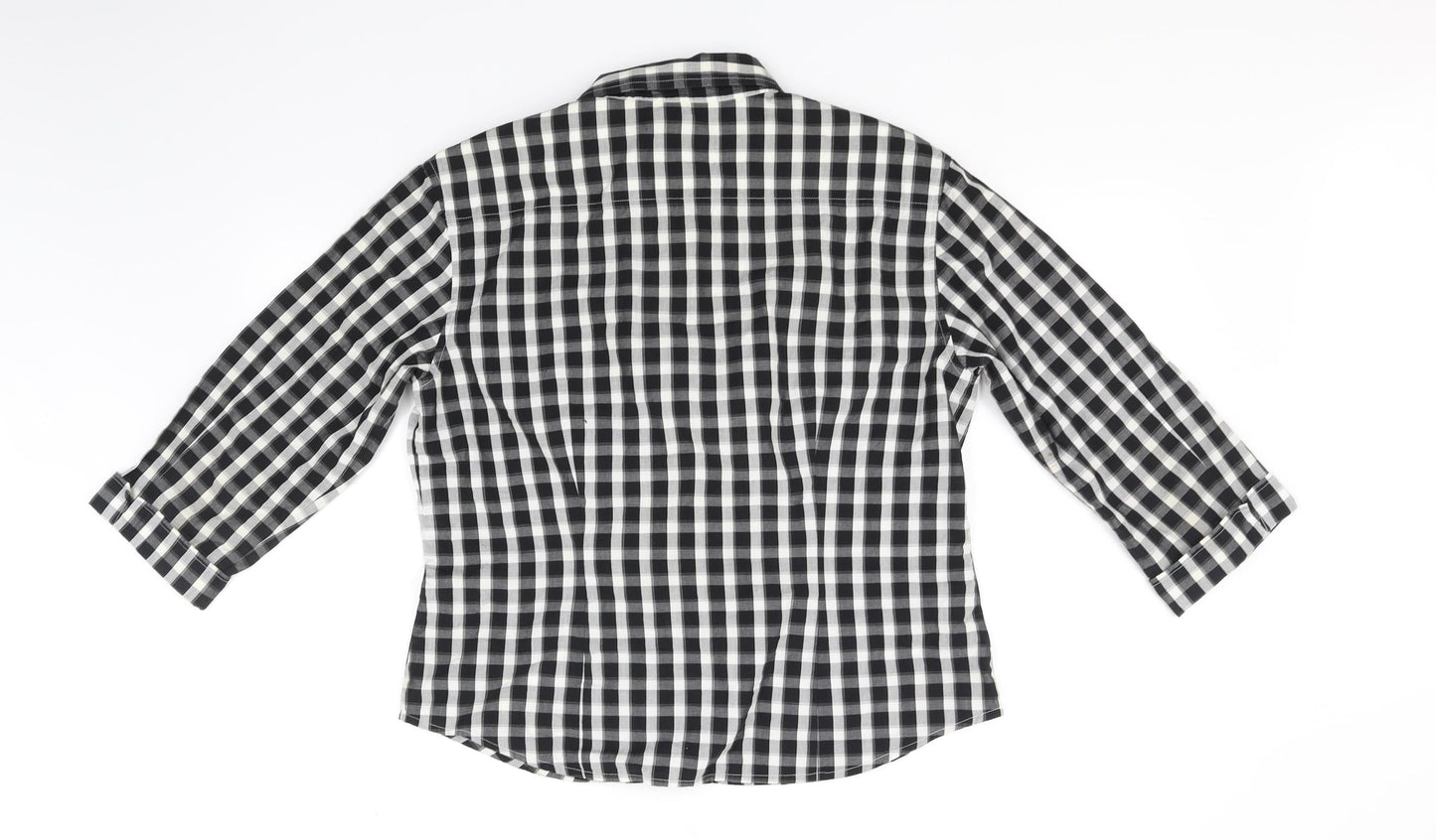 Talbots Mens Black Check   Button-Up Size M