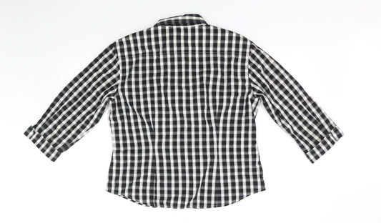 Talbots Mens Black Check   Button-Up Size M