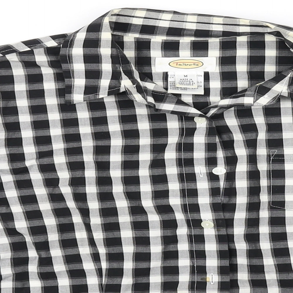 Talbots Mens Black Check   Button-Up Size M
