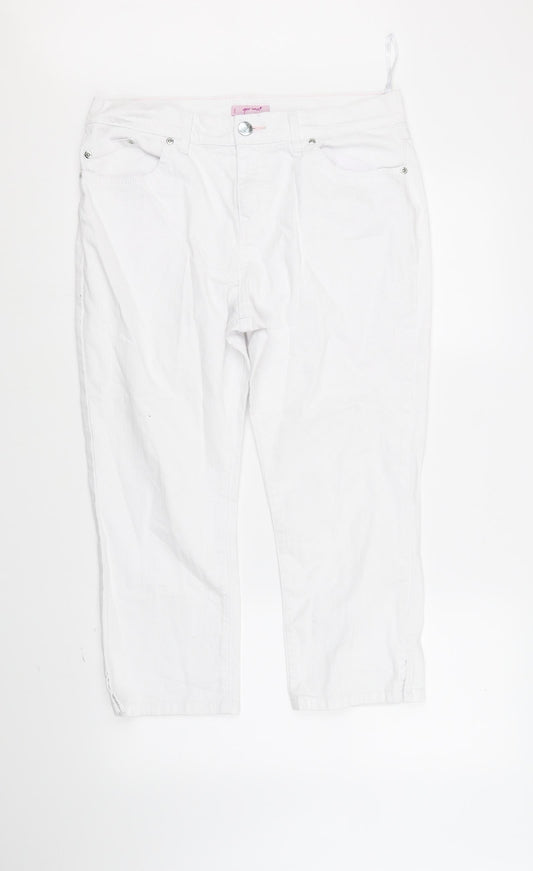 Per Una Womens White   Trousers  Size 14 L26 in