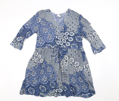 H&M Womens Blue Floral  Fit & Flare  Size 12