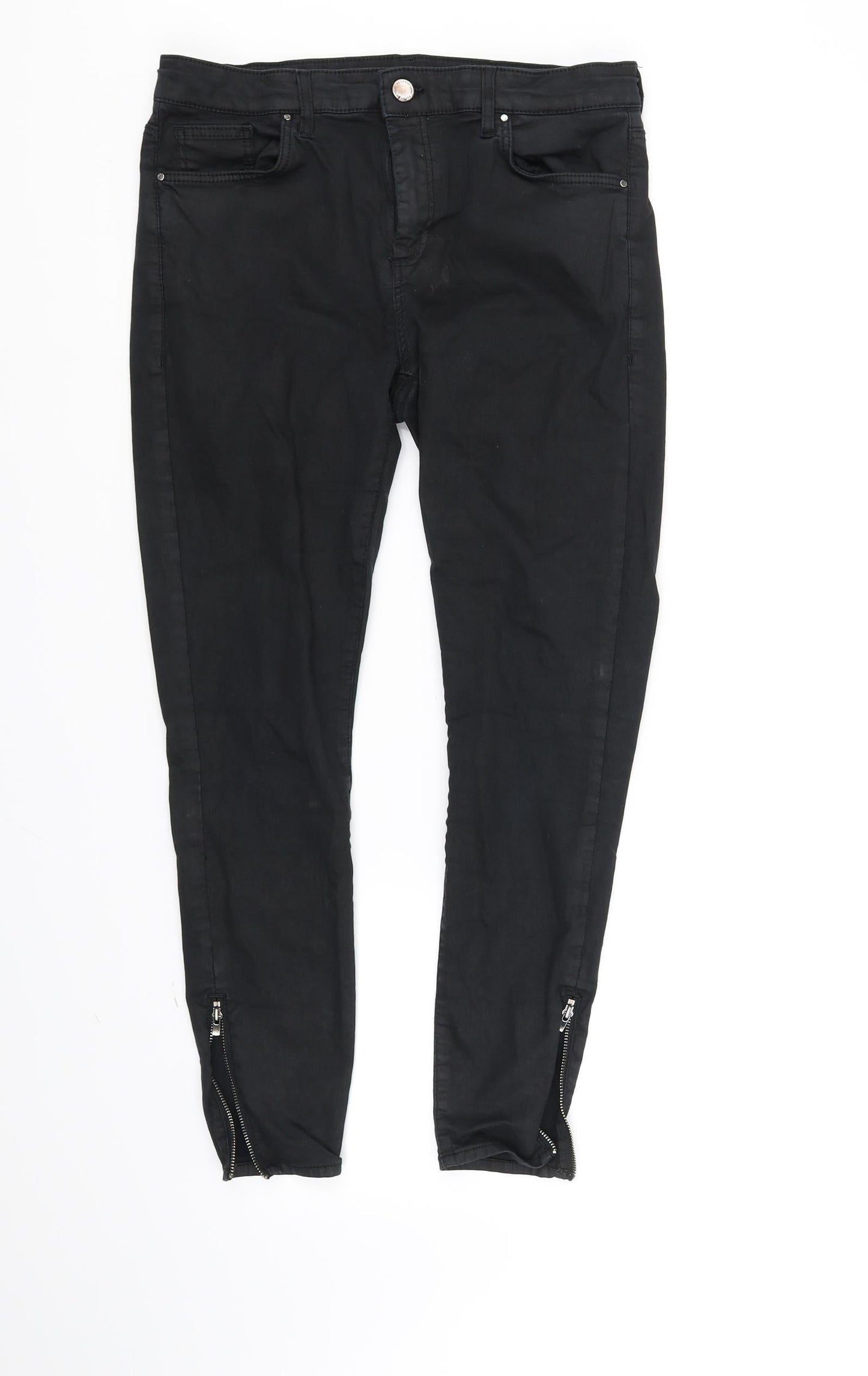 Topshop Womens Black   Straight Jeans Size M L30 in